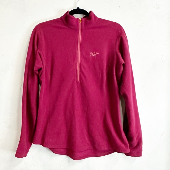 Arc'teryx Sweaters - Arcteryx Delta LT 1/4 Zip Fleece Waffle Pullover Base Layer Women Large Burgundy